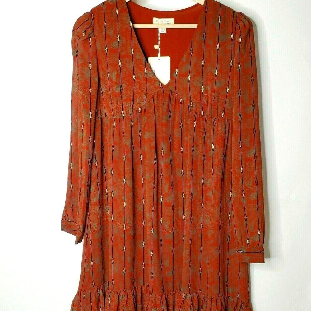 See U Soon Women's Boutique Size Small Boho Dress Sheer Sleeves New